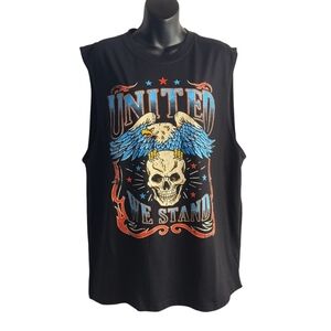 Celebrate Patriotic Motorcycle Shirt  Men's Black Sleeveless Eagle Skull Sz XL